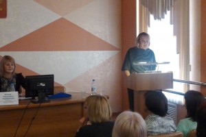 Выступление с докладом. М. В. Пиценко
